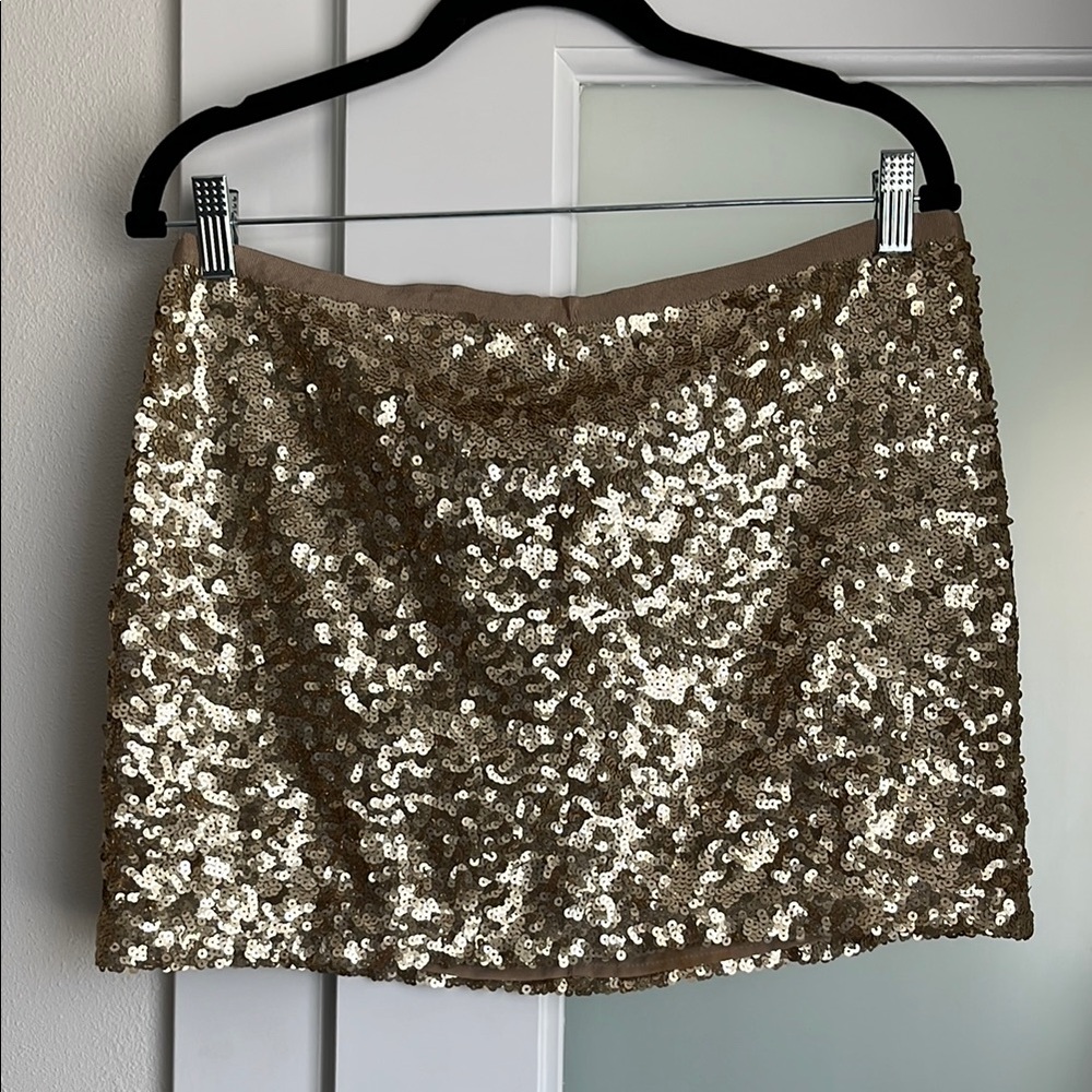 London Jean Gold Sequin Mini Skirt